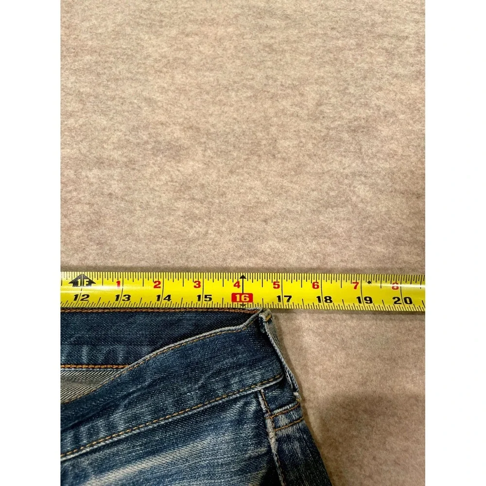 Levis 501 Original Fit‎ Straight Jeans Mens 36x34 Blue Denim Cotton Frayed Hem
